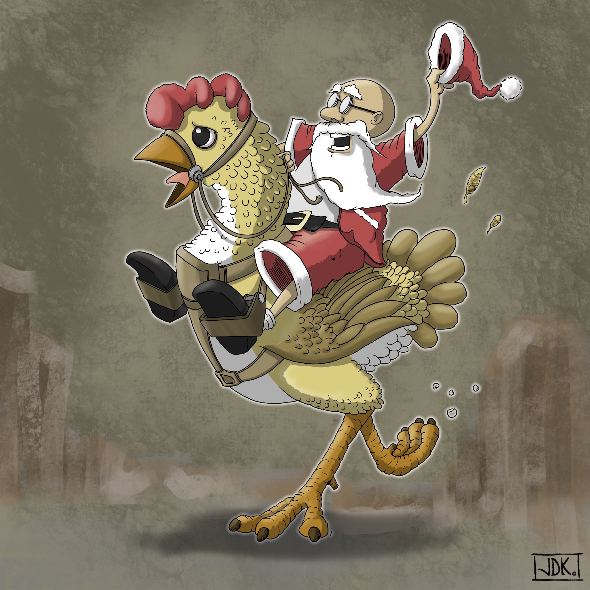 Santa Rides A Rooster